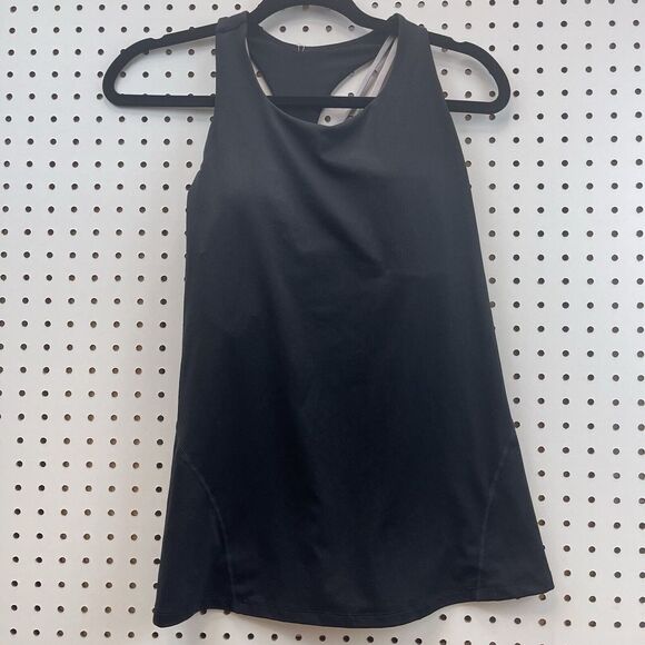 Fabletics High Compression Black Silver Cris Cross Workout Top‎ - Picture 1 of 4
